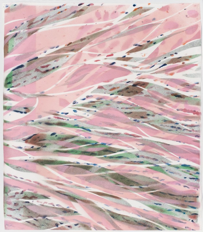Stream 3 r, 2016, spray paint on paper, 78 x 68 cm
