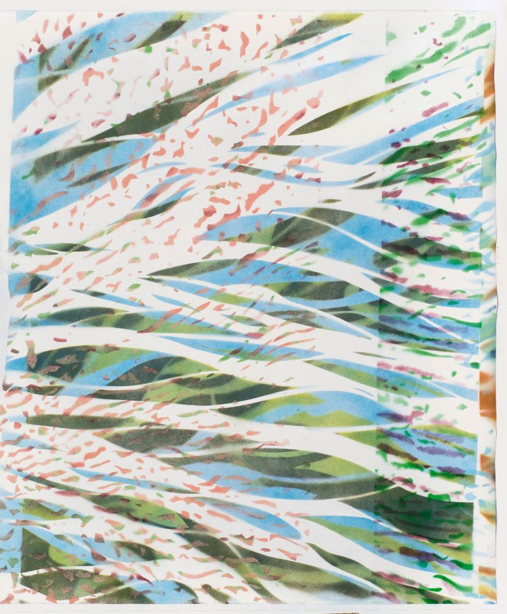 Stream 1 r, 2016, spray paint on paper, 78 x 68 cm 